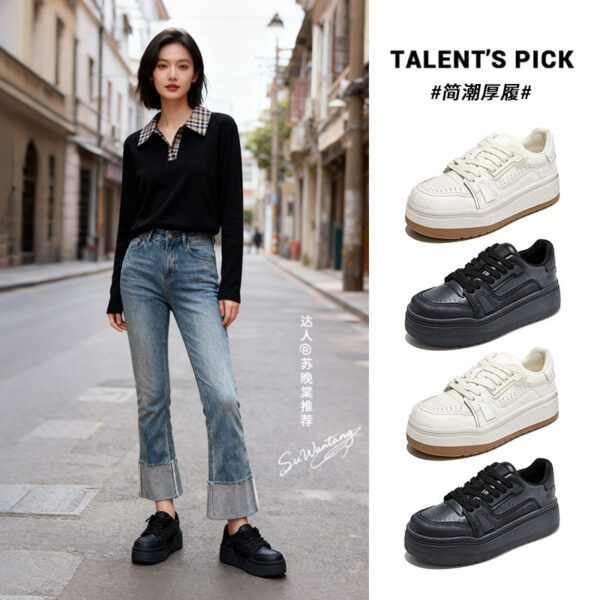 Luxury-featured high-end single shoes with thick soles and comfortable sneakers