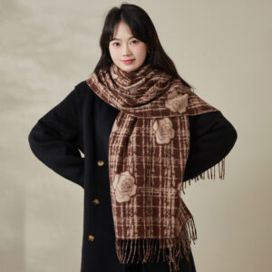 Imitation cashmere tassel scarf